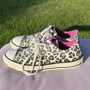 Converse All Star Youth 2Y Animal Print Size 2 Lace Up Low Top Sneakers 326743F